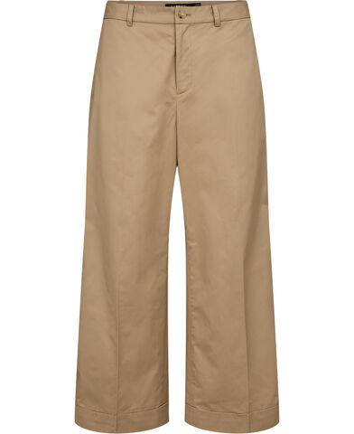 Pleated Cotton Twill Cropped Pant