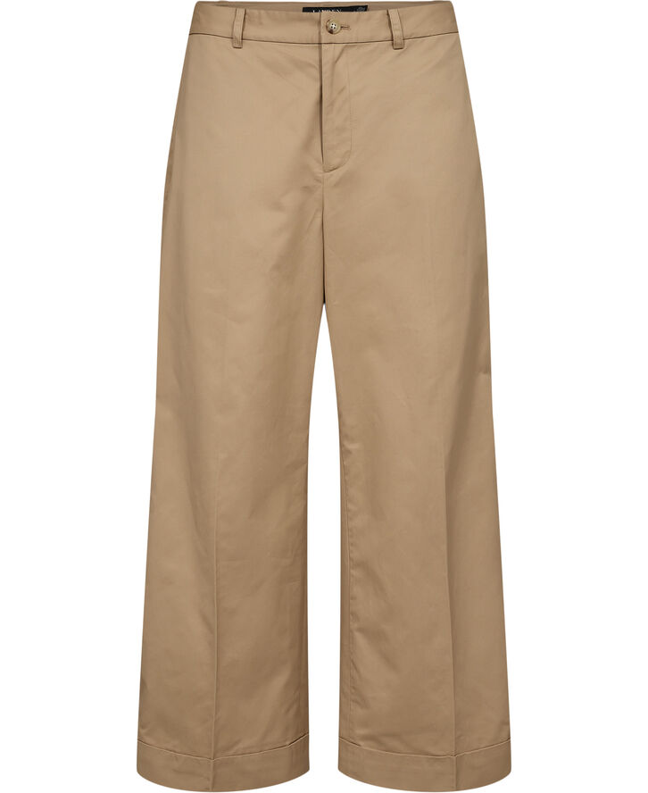 Pleated Cotton Twill Cropped Pant