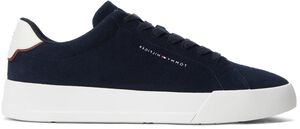 Suede Contrast Heel Court Trainers