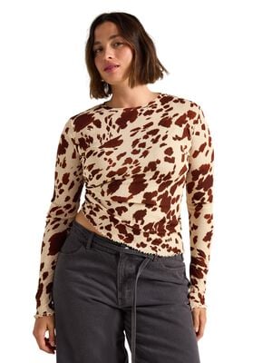 Long-sleeved top in soft, sheer jer