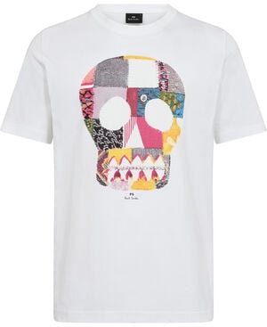 MENS REG FIT T SHIRT FABRIC SKULL