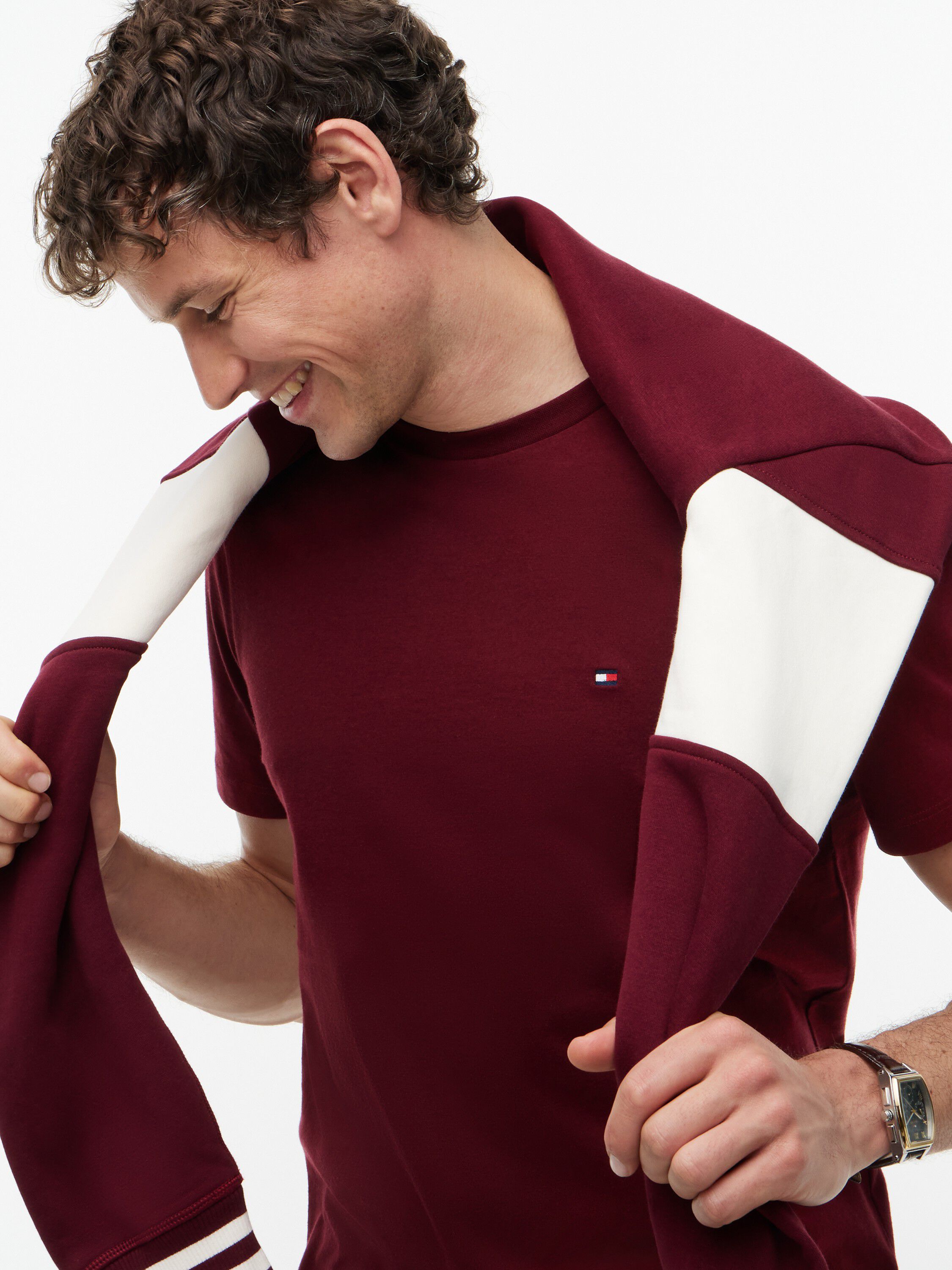 Flag Embroidery Crew Neck T-Shirt