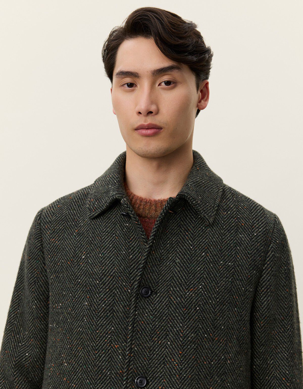 Maximilian Herringbone Wool Coat