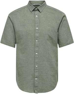 ONSCAIDEN LIFE SS SOLID LINEN SHIRT