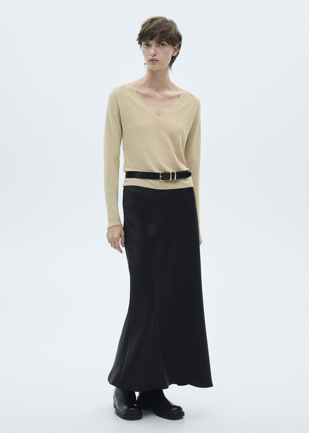 V-neck lurex sweater