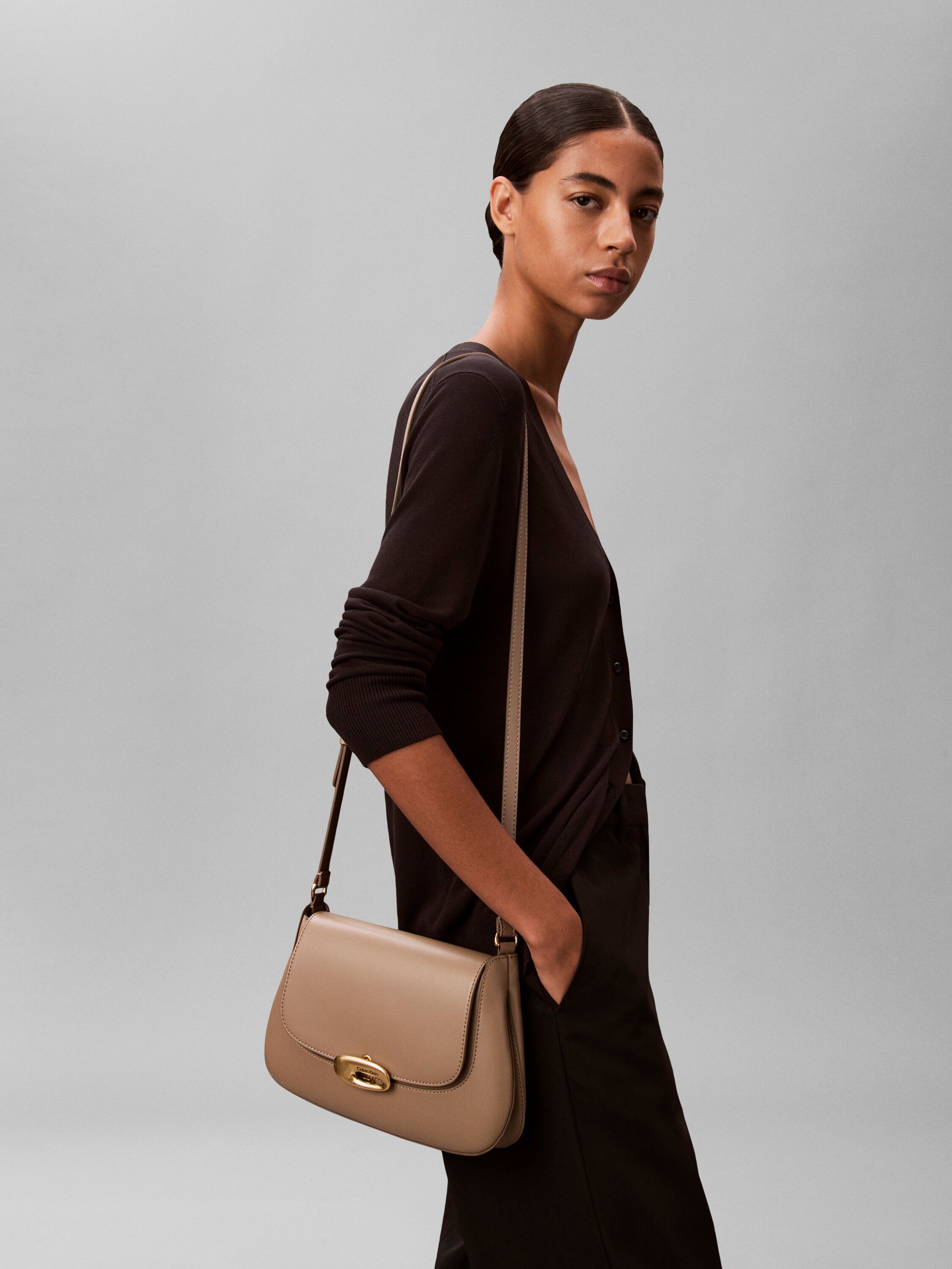 Engraved Medium Flap Crossbody Bag