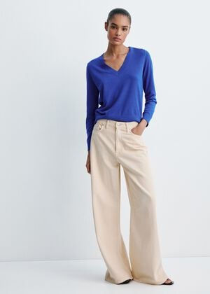 V-neck knit sweater