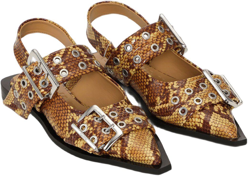 Feminine Buckle Ballerina Snake