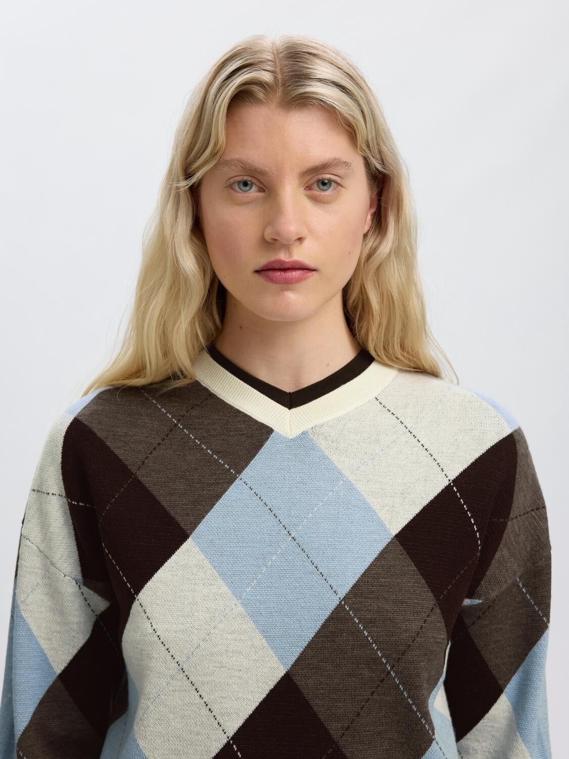 Slwthea Ls Knit Argyle O-Neck