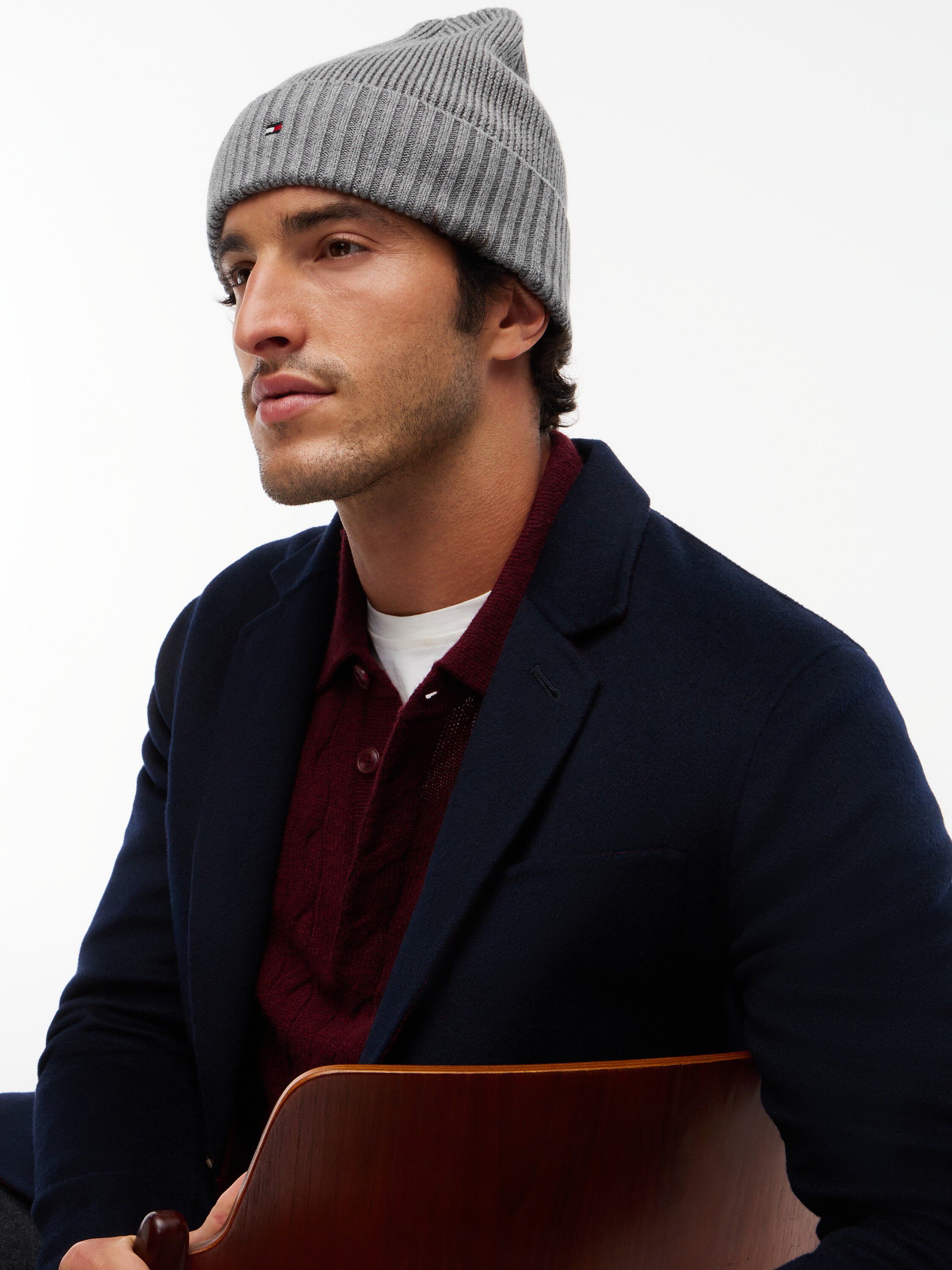 Hilfiger Flag Embroidery Beanie With Cashmere
