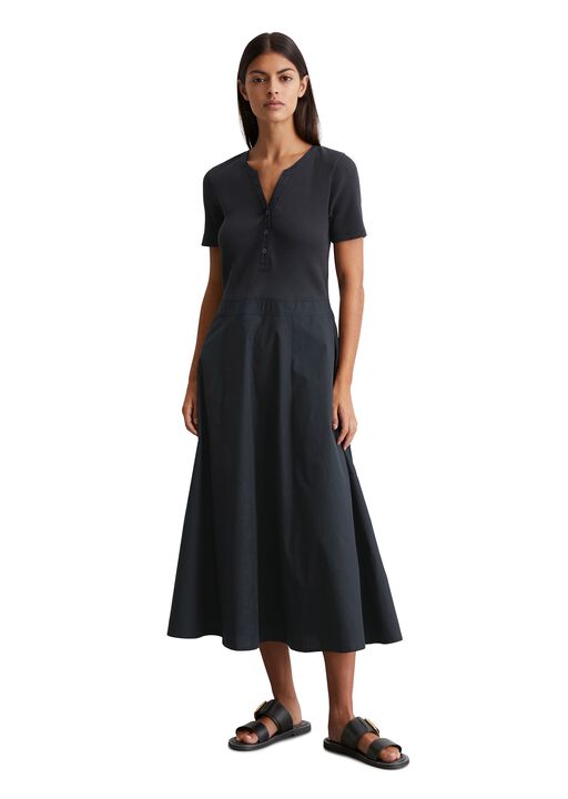 Jersey dress, polo collar, poplin p