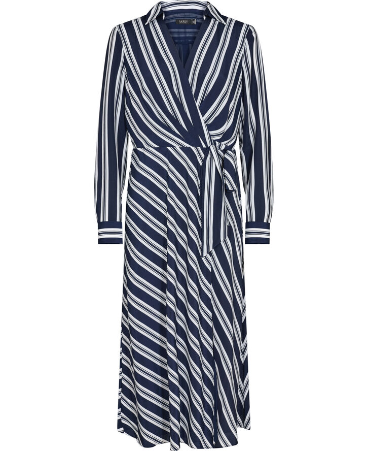 Striped Tie-Front Crepe Midi Dress