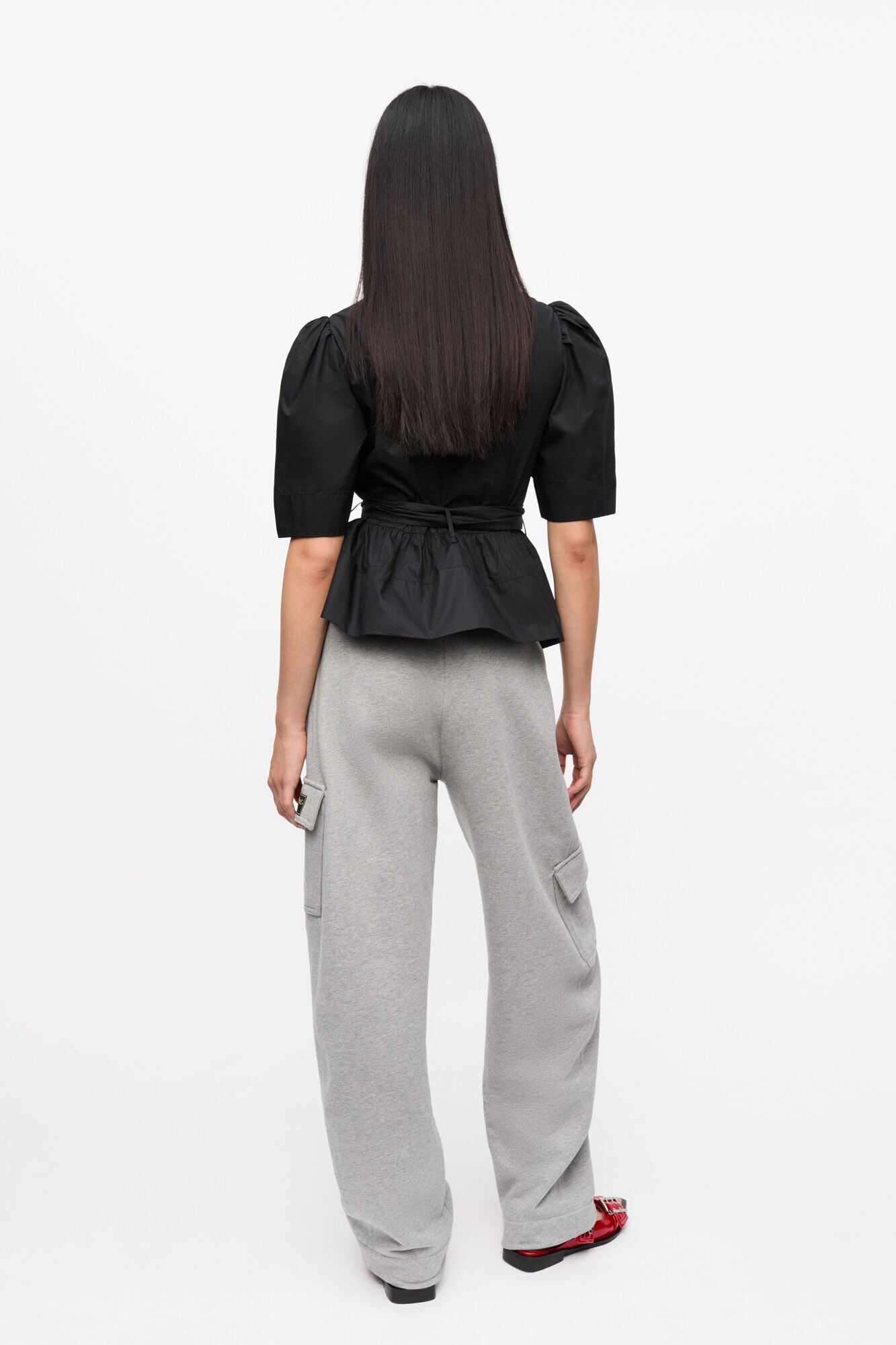 Washed Stretch Cotton Tie Strap Blo