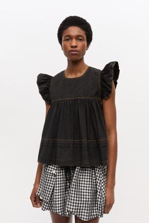 Garment Dyed Cotton Frill Sleeve To