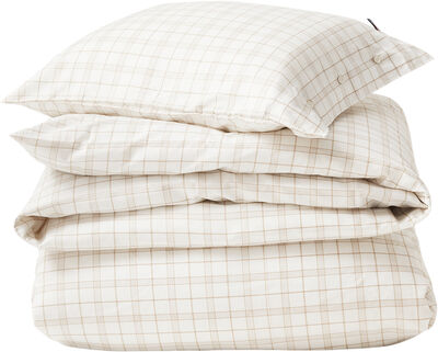 White/Beige Checked Lyocell/Cotton Bed Set