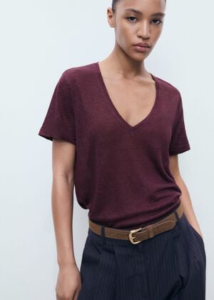 V-neck linen t-shirt