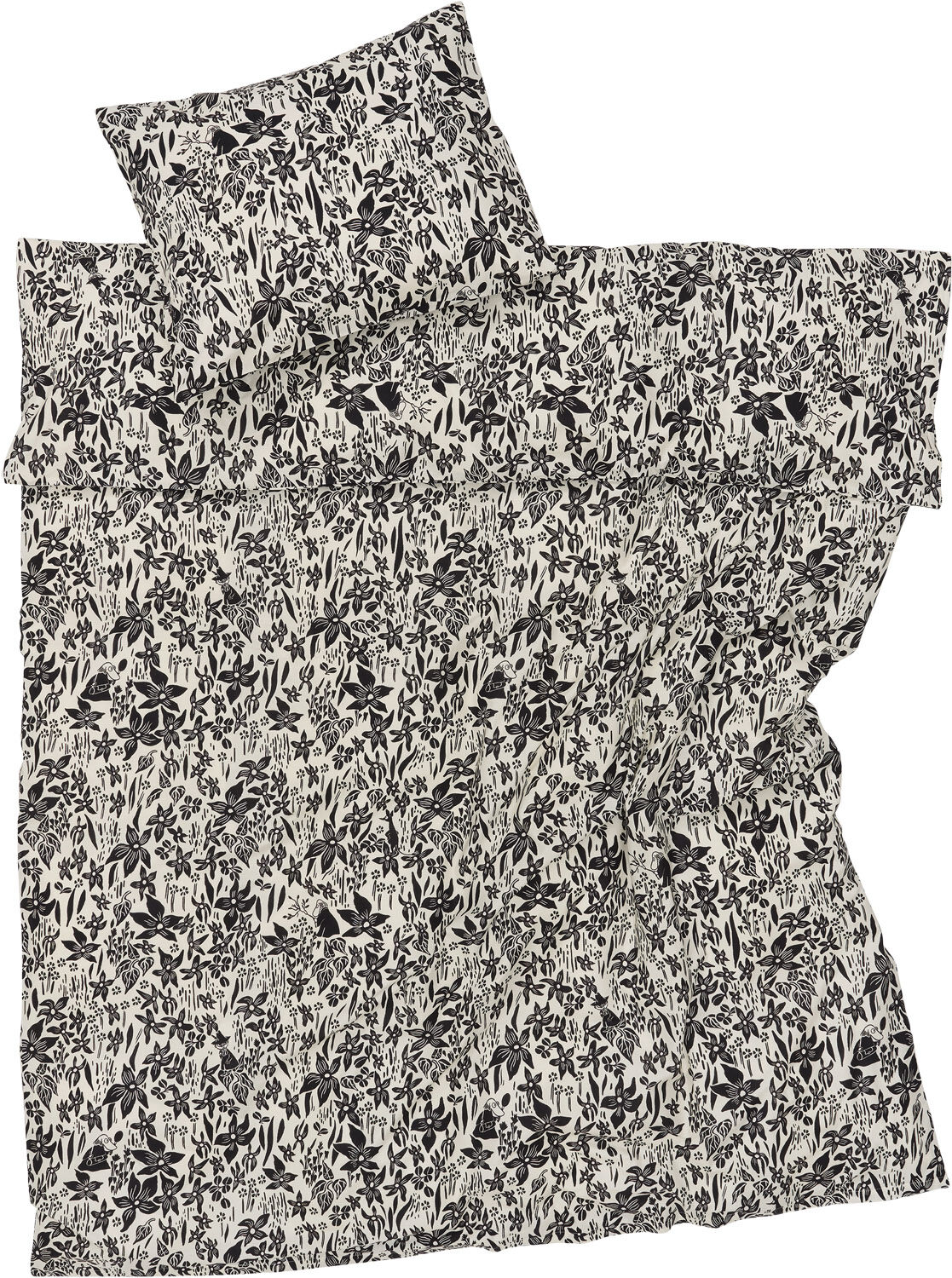 Mumi senges&aelig;t 140x200 Lilje sort/hvid