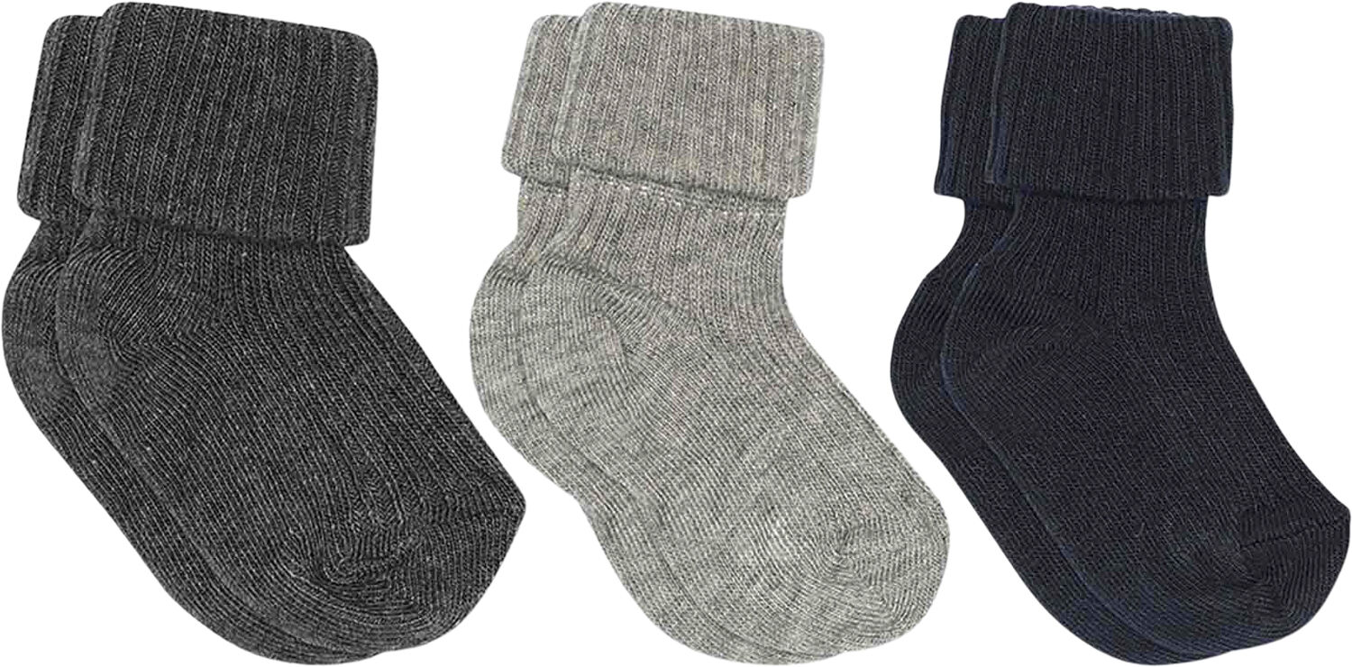 Cotton rib baby socks 3-pack