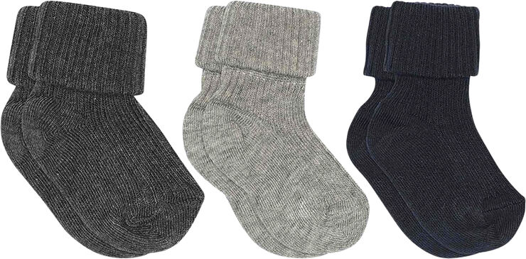 Cotton rib baby socks 3-pack