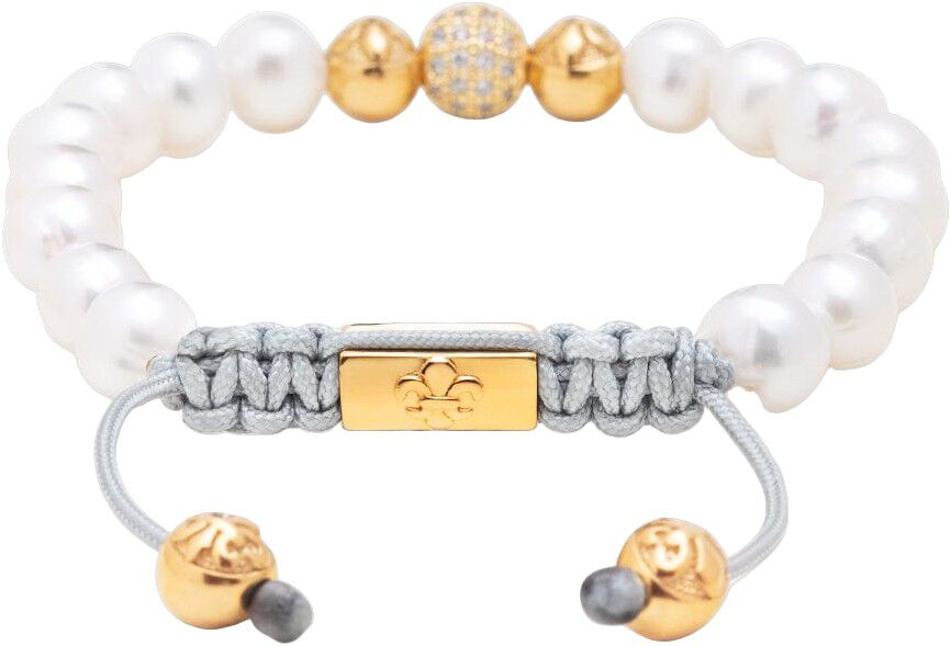 Women's Beaded Bracelet with White Sea Pearl and Gold