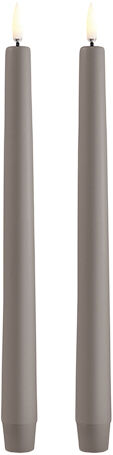 LED taper candle, Sandstone, Smooth, 2-pack, 2,3x25 cm