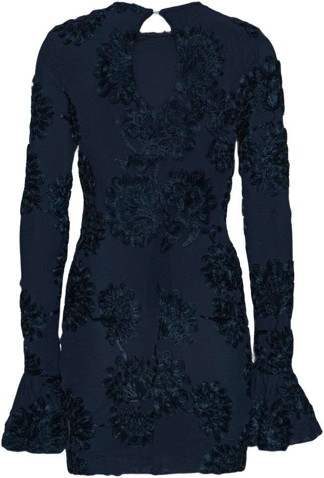 FLOWER MESH LS MINI DRESS