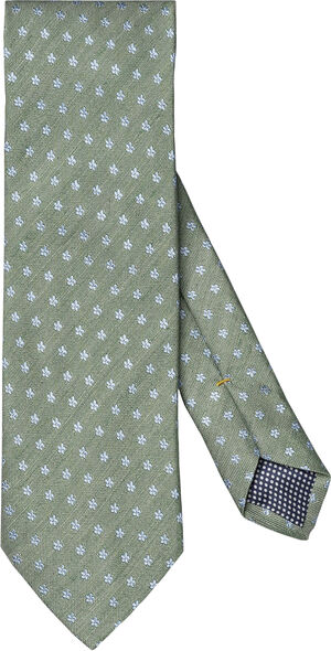 Mid green Floral Woven Silk Linen Tie