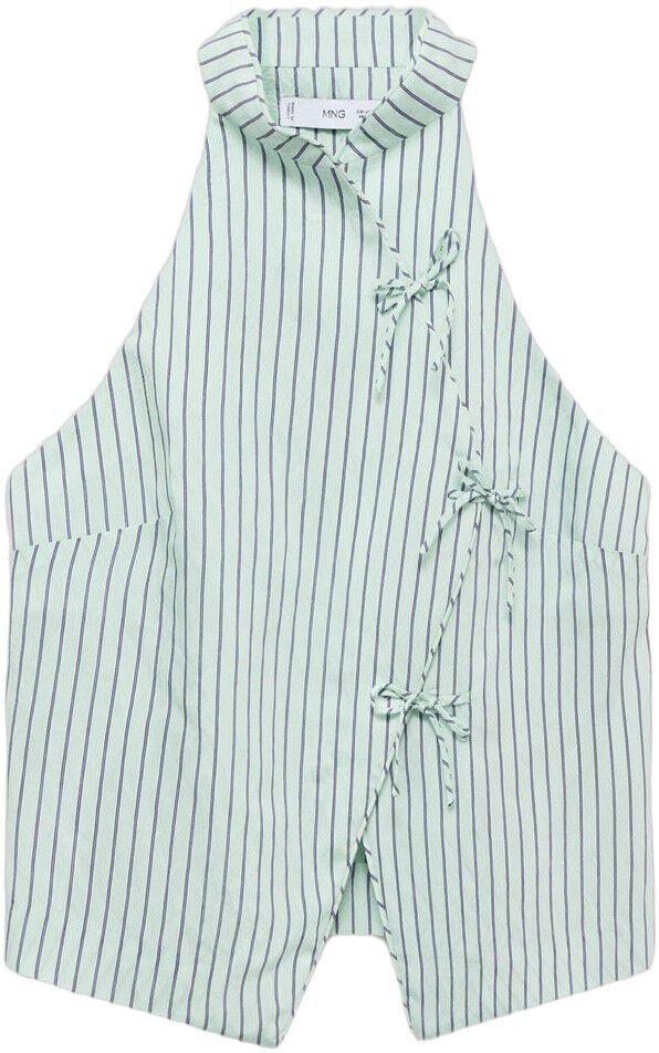Striped top with a strap neckline a