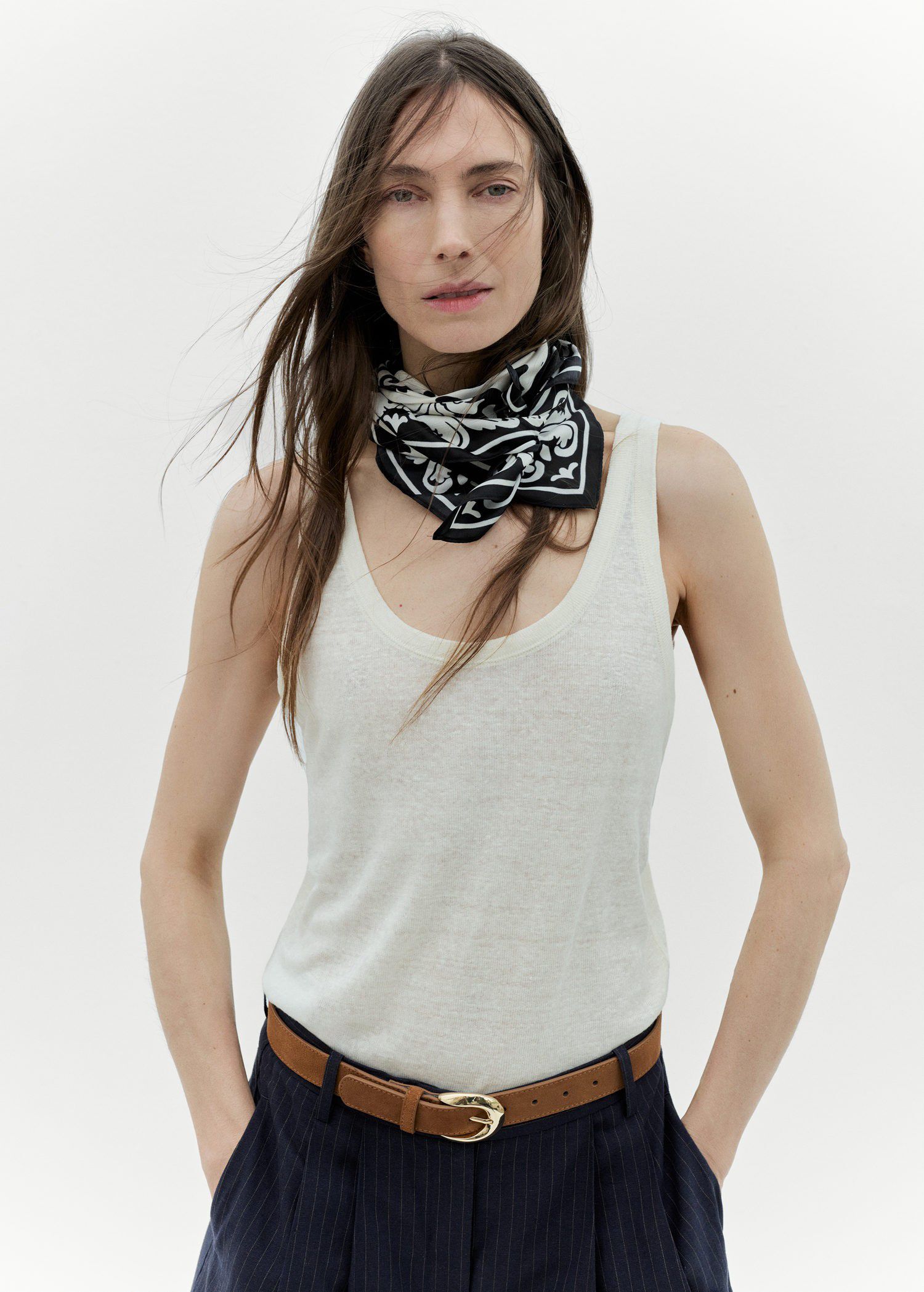 Bicolour printed scarf