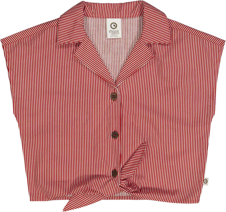 Poplin stripe crop s/s shirt