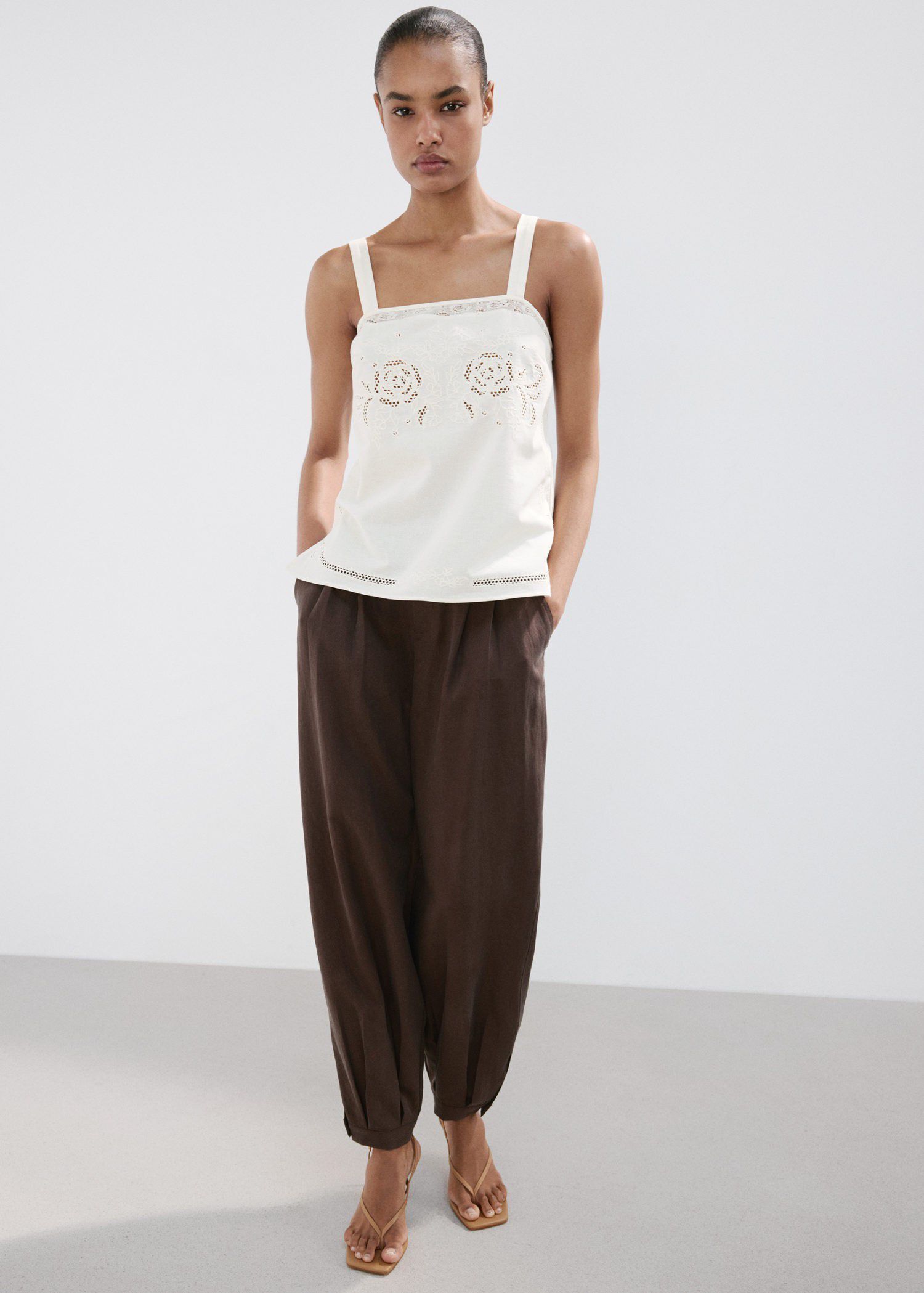 Embroidered broderie anglaise top