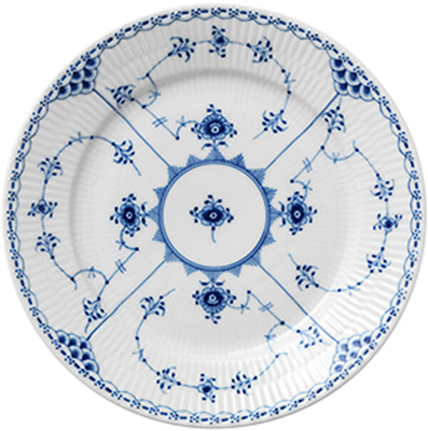 Blue Fluted Half Lace 22 cm tallrik