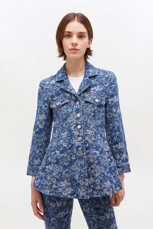 Tapestry Denim Fitted Blazer