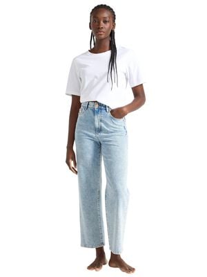 High waist jeans in cotton denim wi
