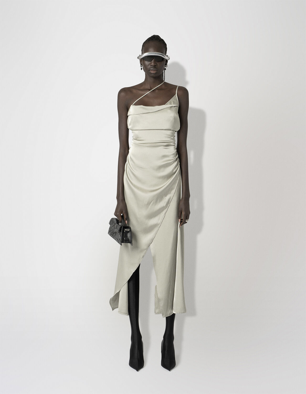 Satin Asymmetric Slip Dress