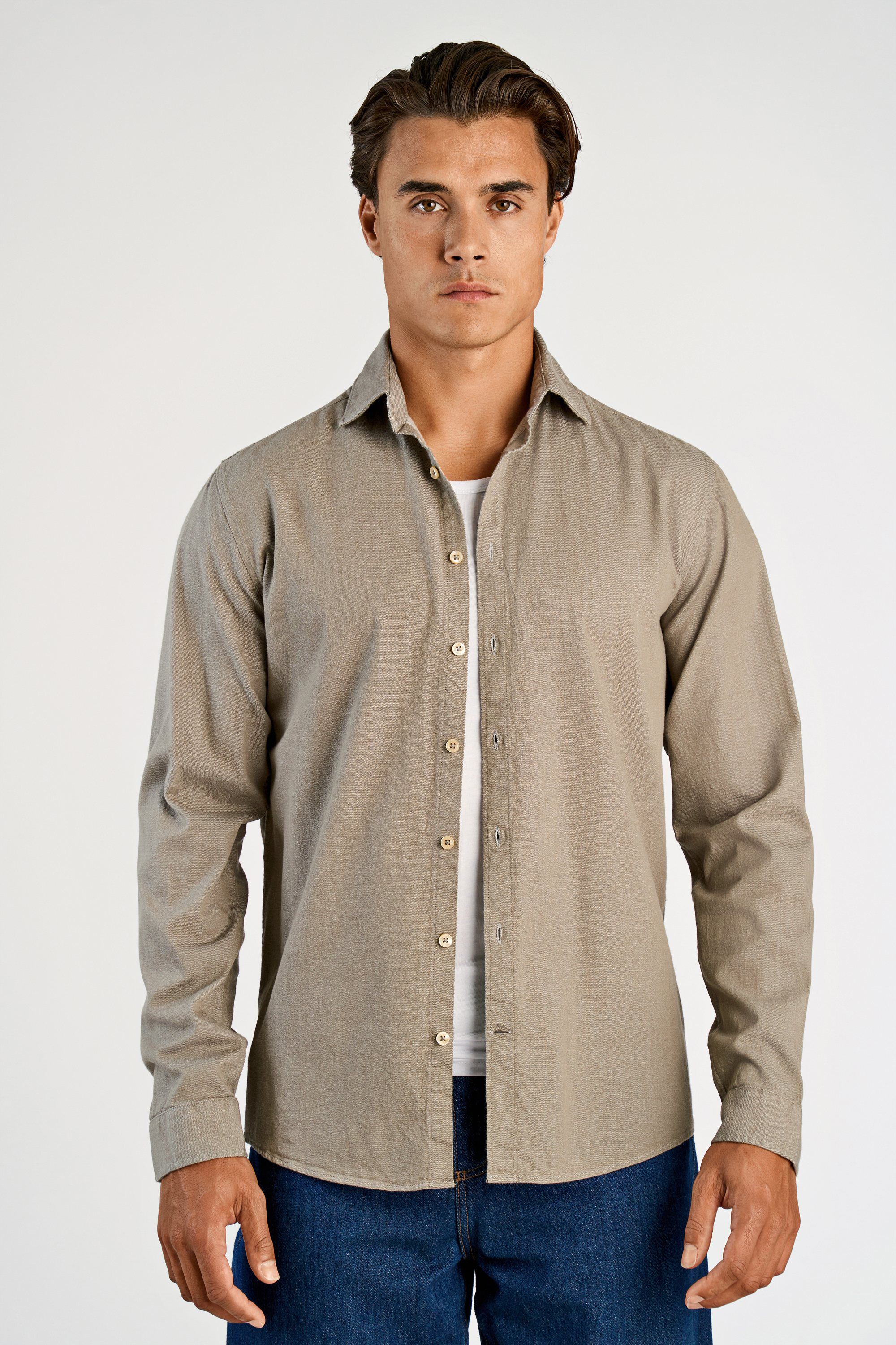 Soft indigo stretch shirt L/S