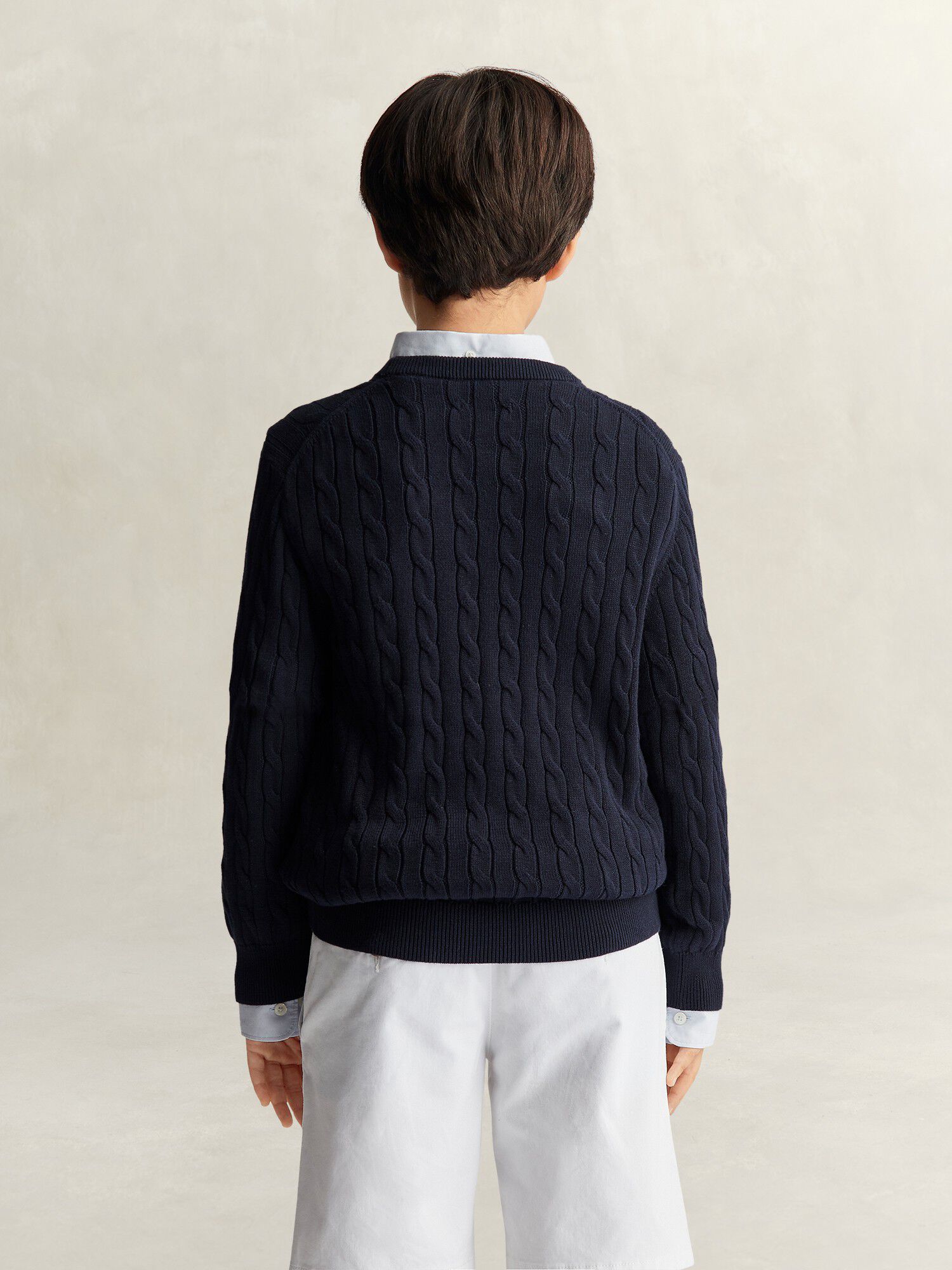 Shield Cotton Cable Neck Sweater