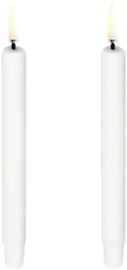 LED taper candle, Nordic white, Smooth, 1,3x13,8 cm / 2-pack