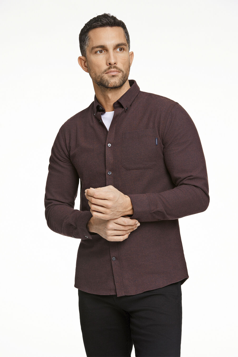 Brushed twill shirt L/S