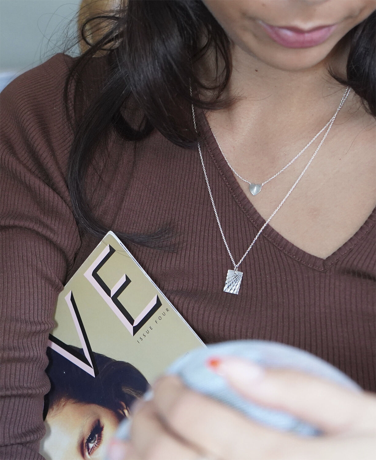 Reflection Heart necklace, sterling silver