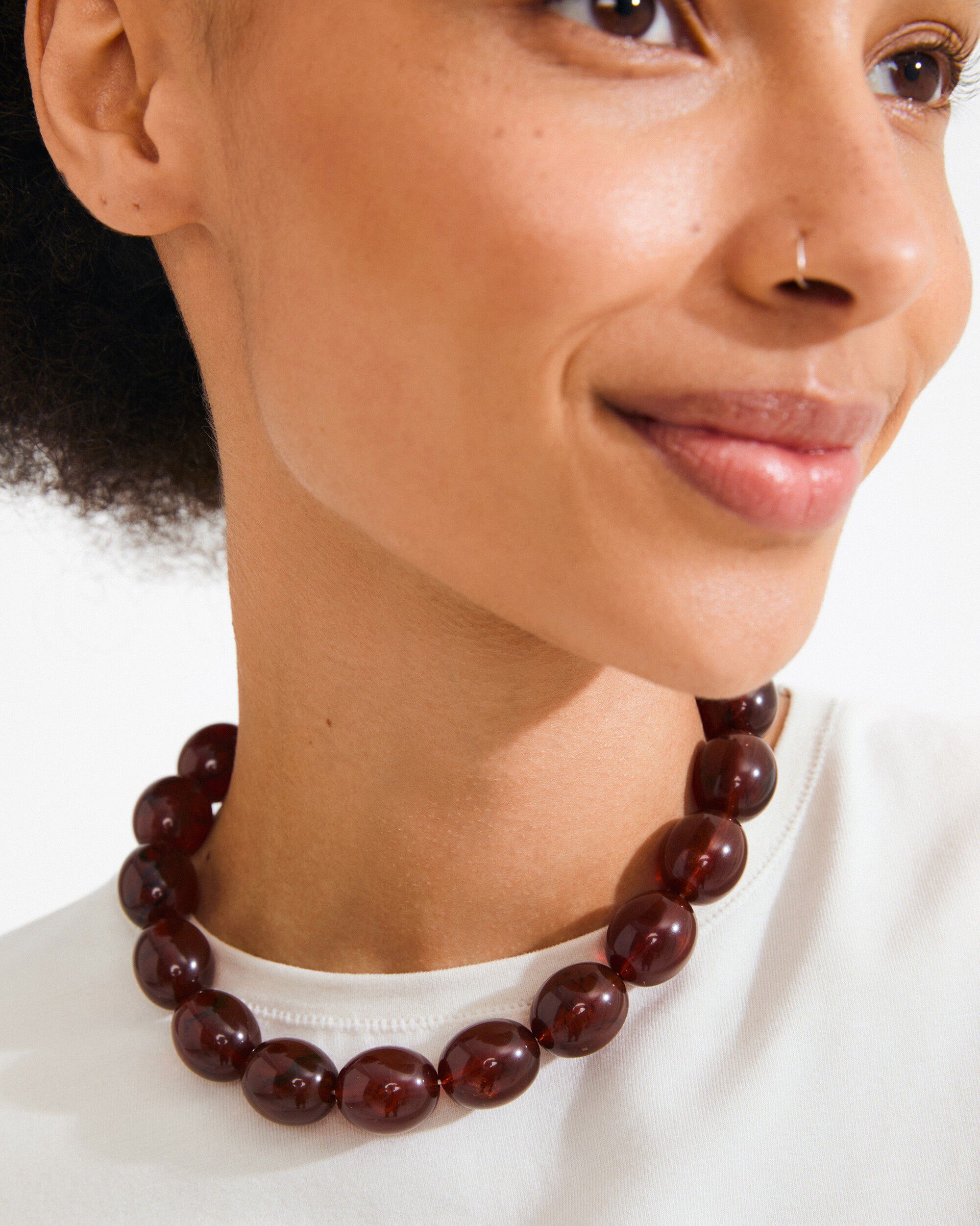 STILL necklace gold-plated/brown