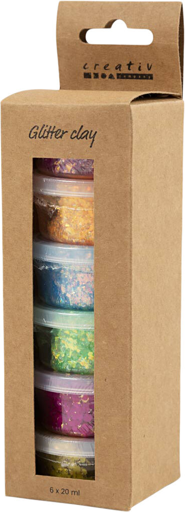 Glitter Clay, 6x20ml.