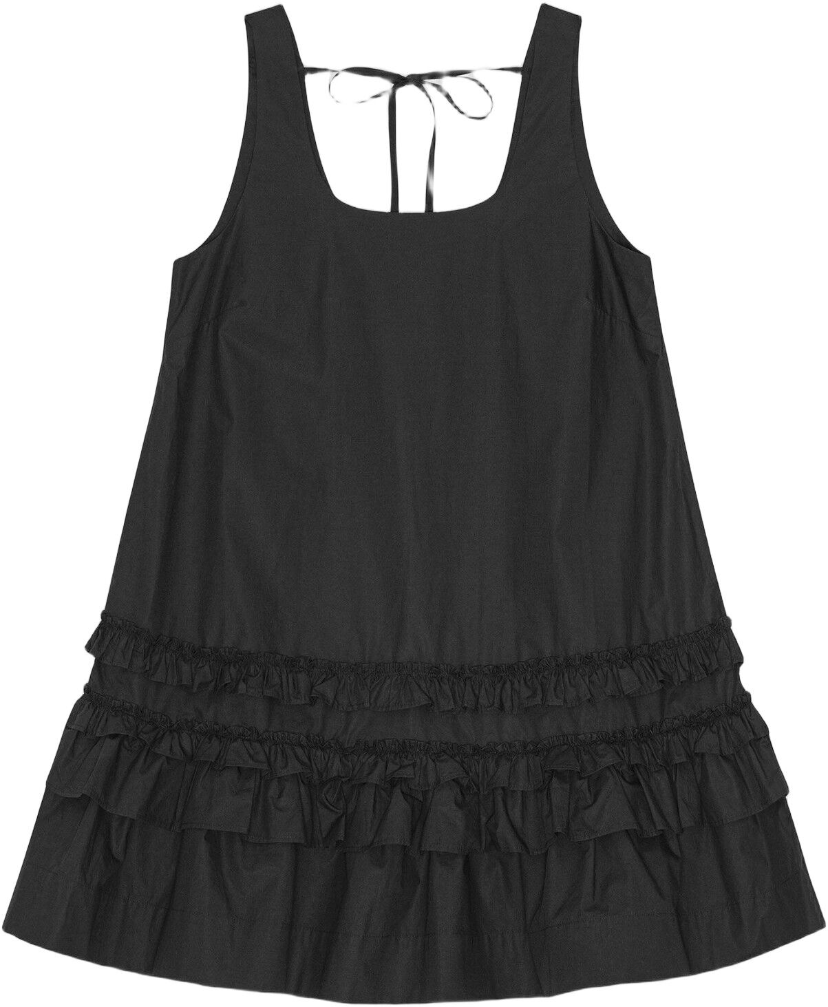 Cotton Poplin U-neck Mini Dress