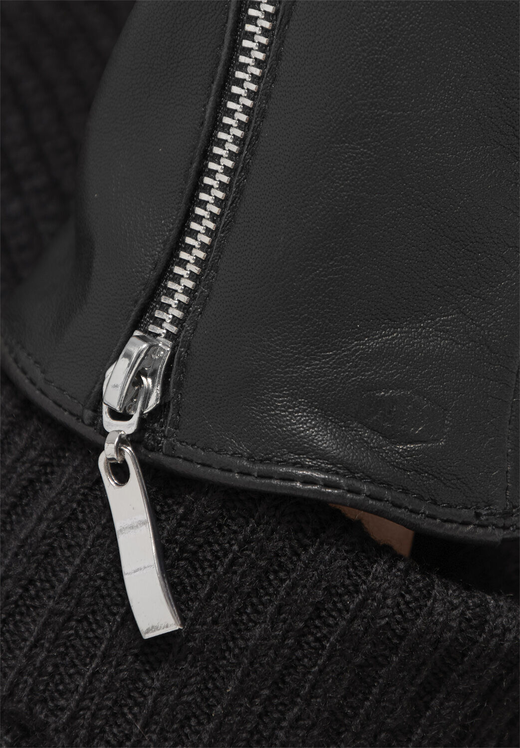 MJM Glove Zipper W Leather Black