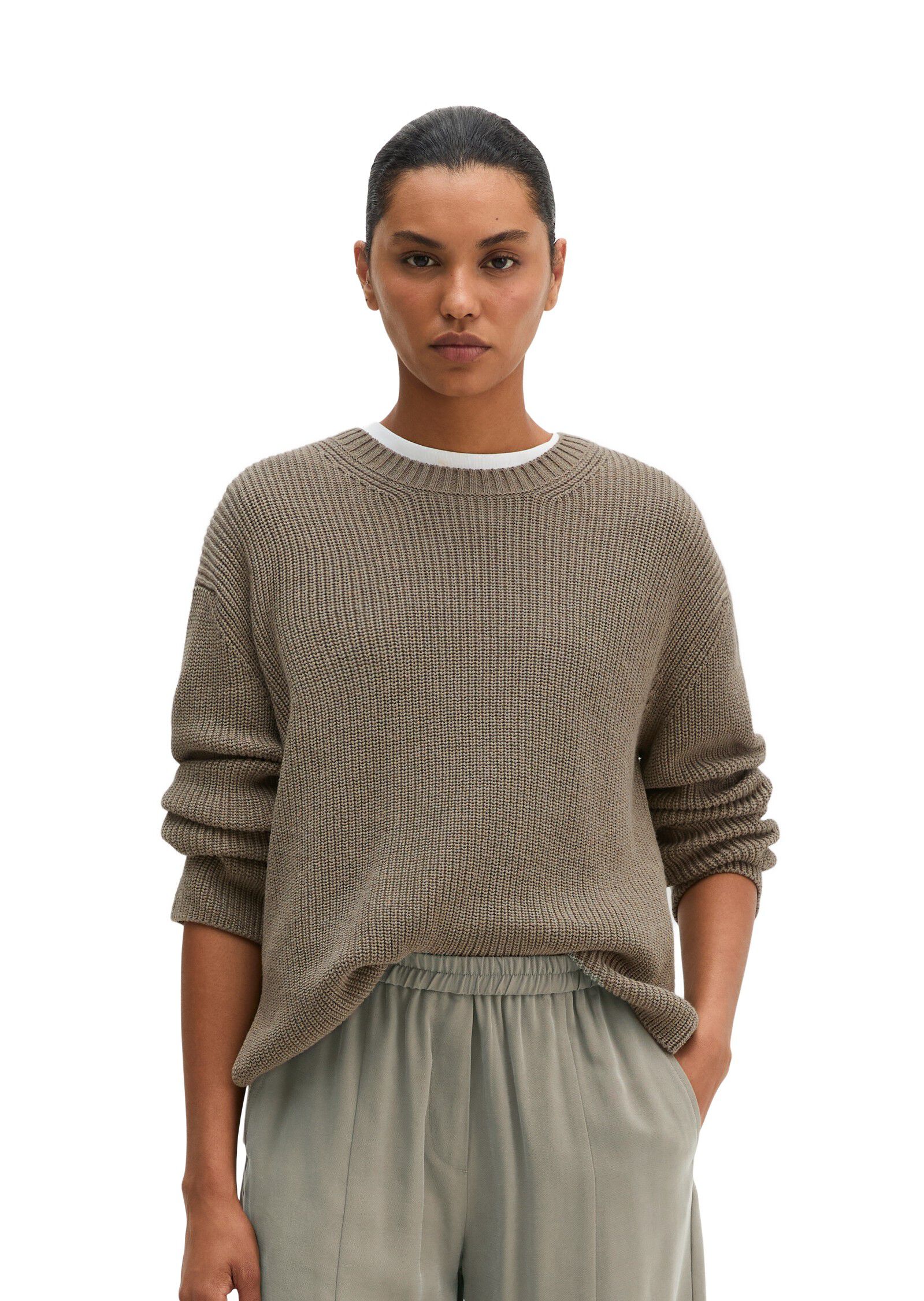 Pullovers, LSL, Round-Neck, Slits