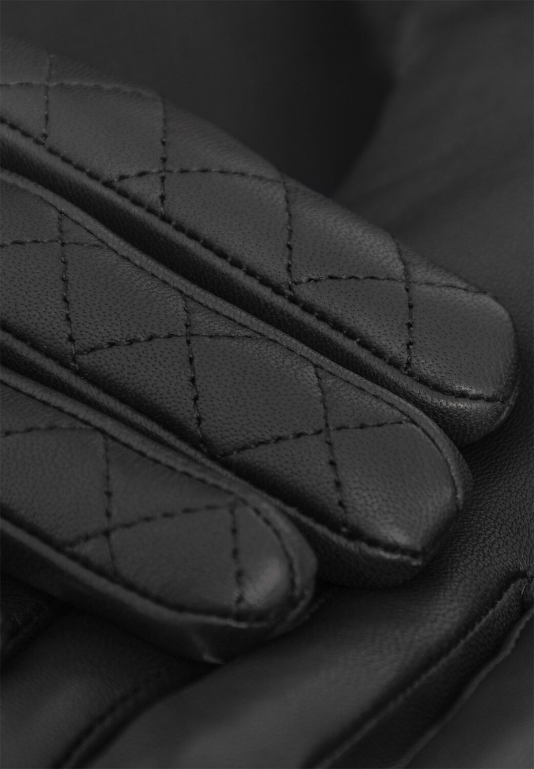 MJM Glove Linda Leather Quilted/Wool Black