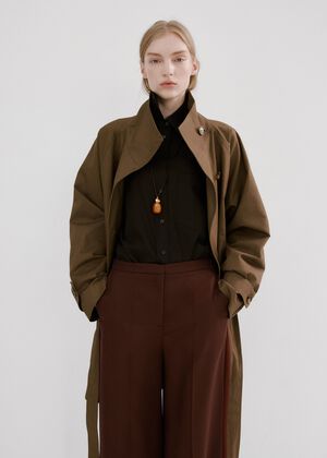High-waisted lyocell trousers