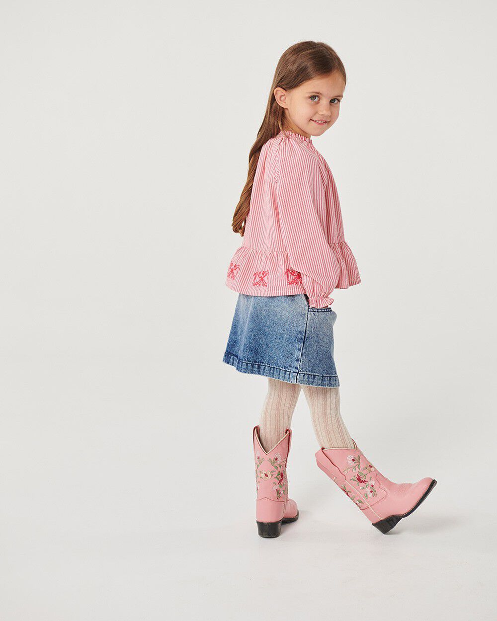 Denim Skirt w. Block Spray