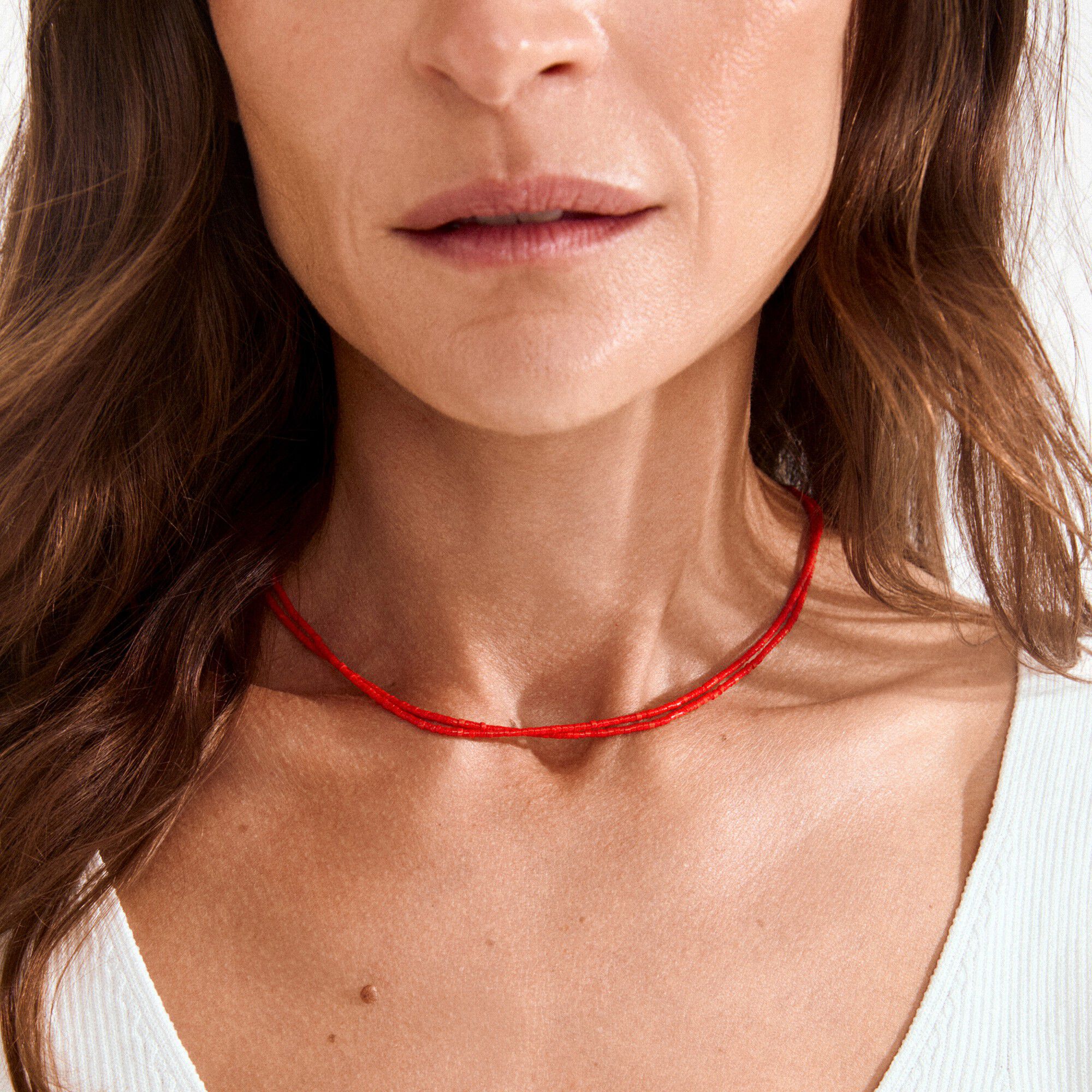 HAZE necklaces 2-in-1 set, red/silver-plated