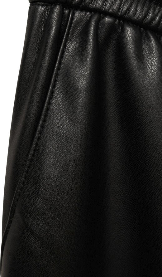 Leather-effect elastic waist trouse